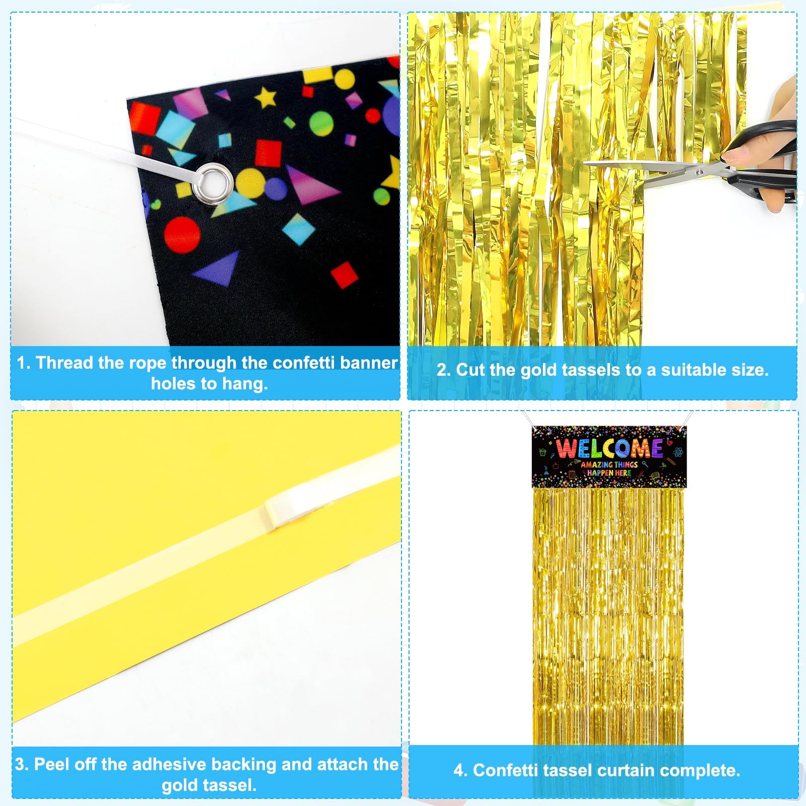 Confetti Classroom Door Decorations, Welcome Back to School Banner Sign with …