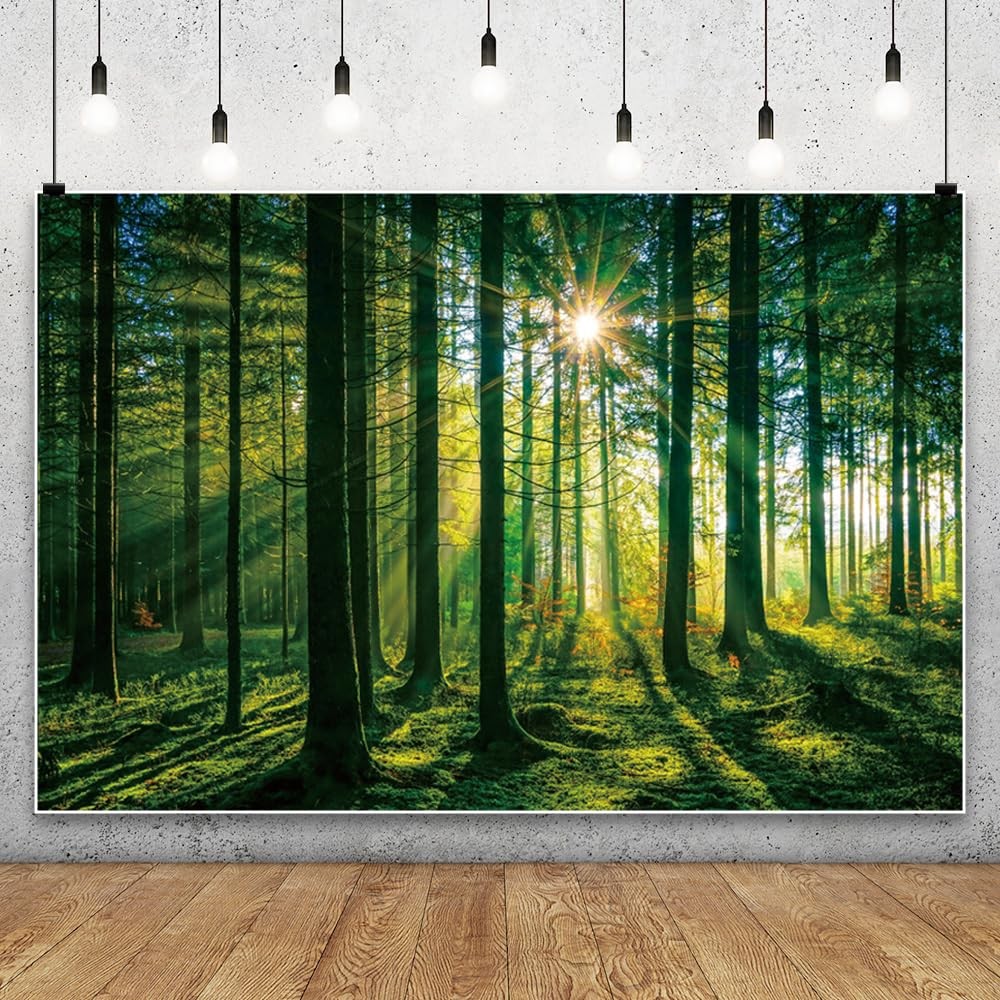 7x5ft Green Forest Backdrop for Photography, Camping, Nature, Woodland, Lands…