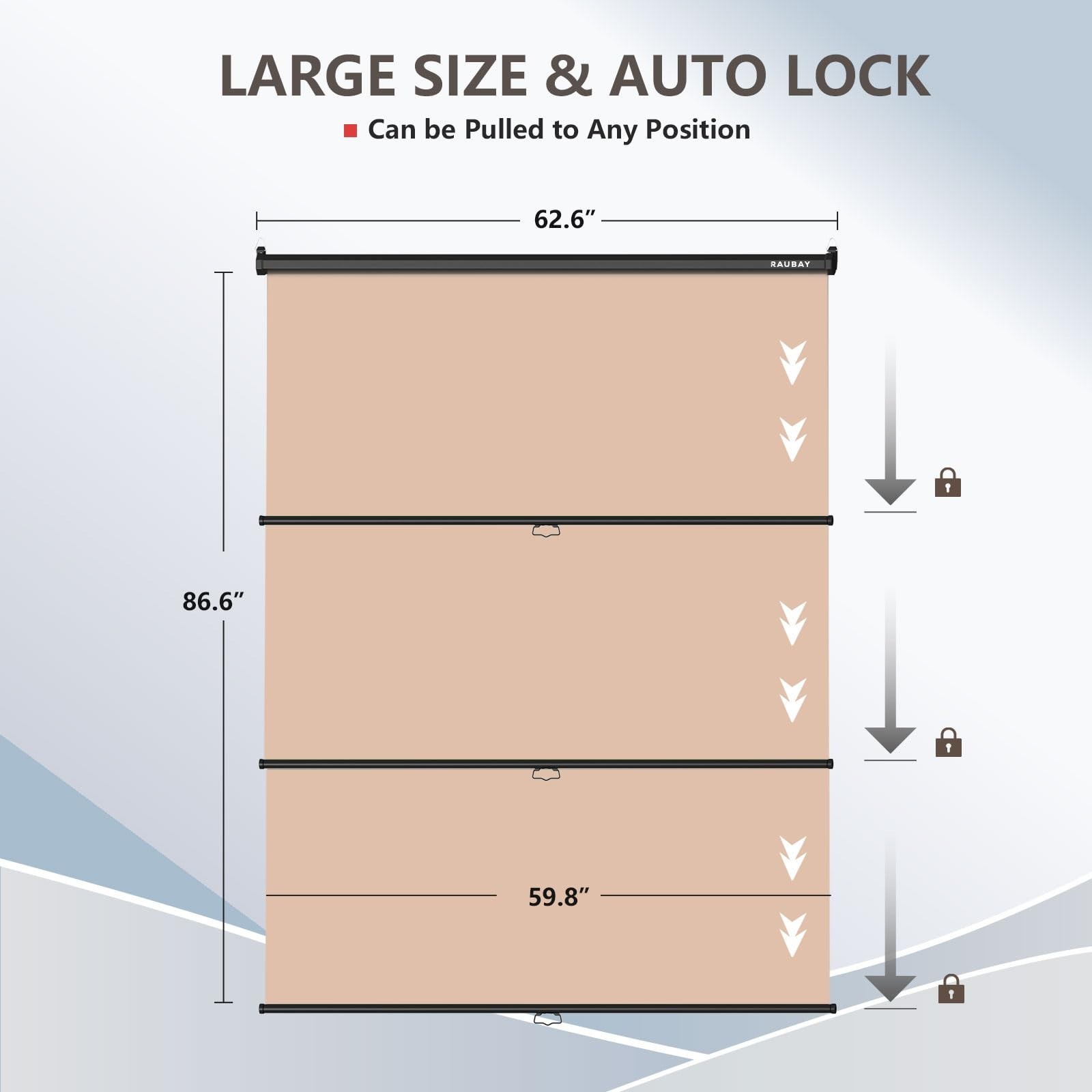 59.8” x 86.6” Retractable Beige Backdrop Screen – Collapsible Wall-Mount for Vid