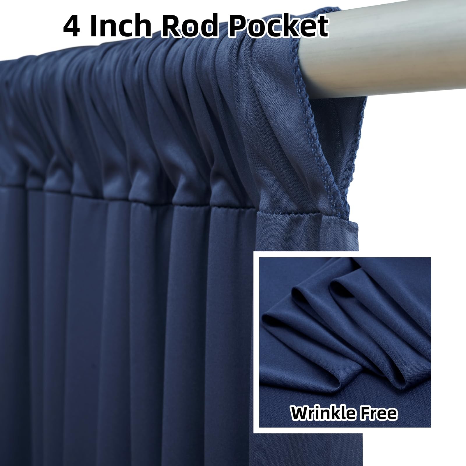 50ftx12ft Navy Blue Backdrop Curtains for W5′ x H12′(10 panels), navy blue