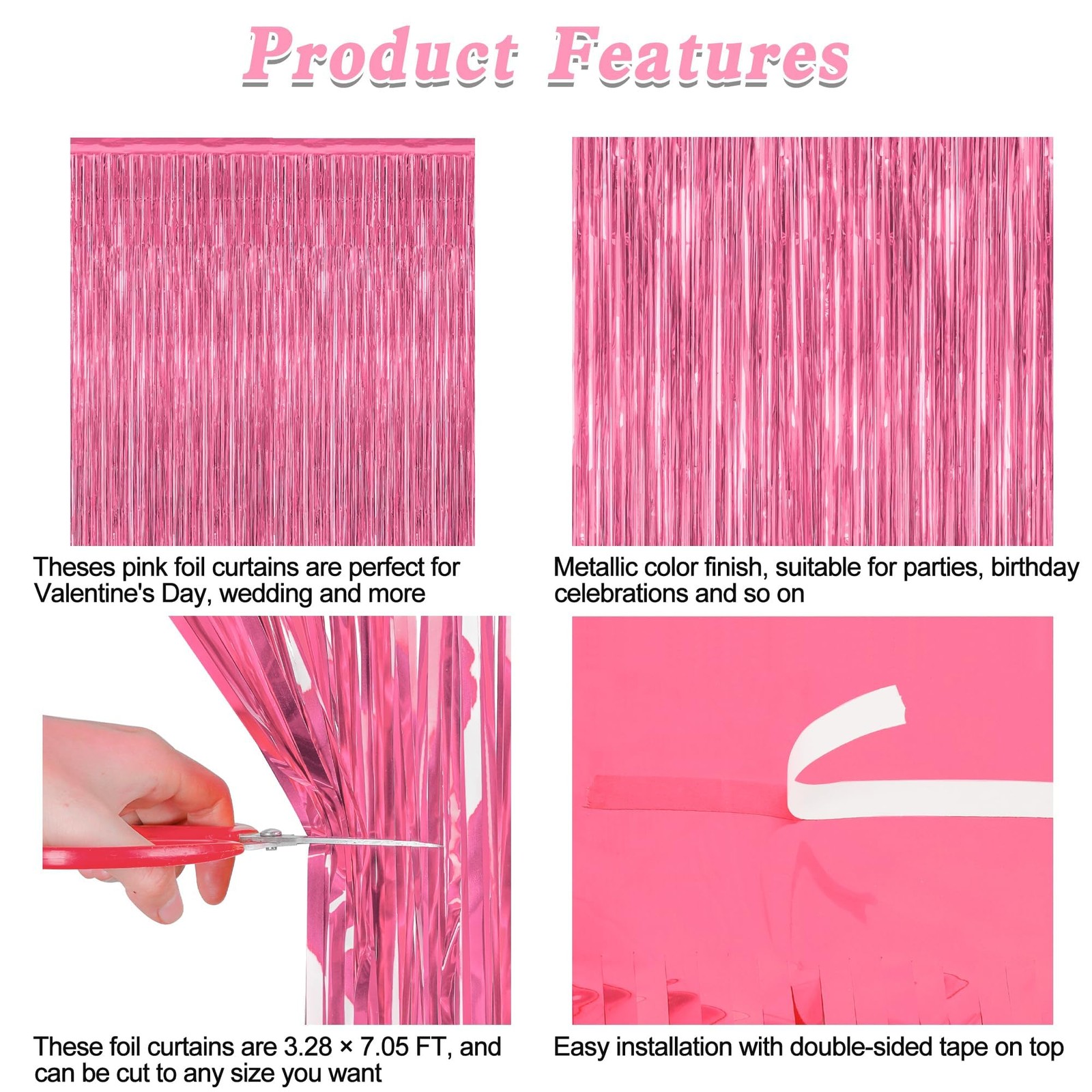 2 Pack Pink Party Decorations, 3.28 FT x 7.05 Backdrop, 2 PCS,