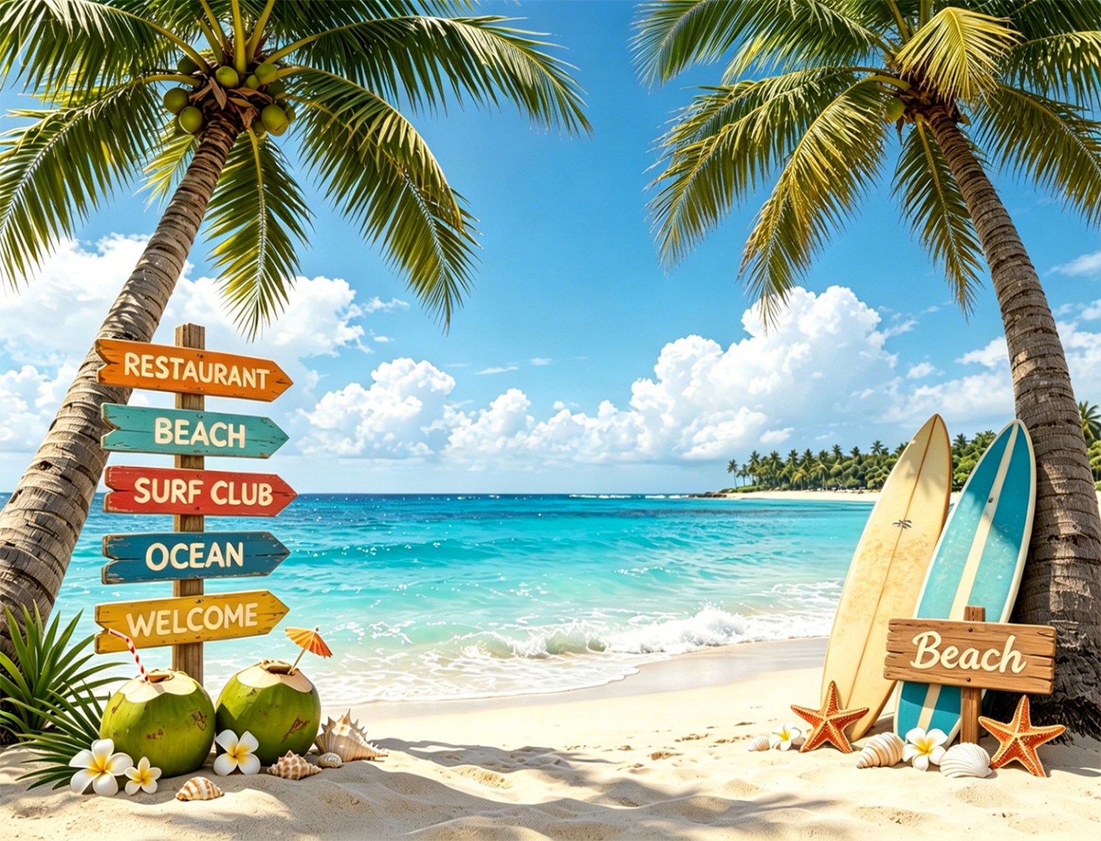 10x8ft Summer Beach Backdrop Summer Surfboard Party Background for Photography