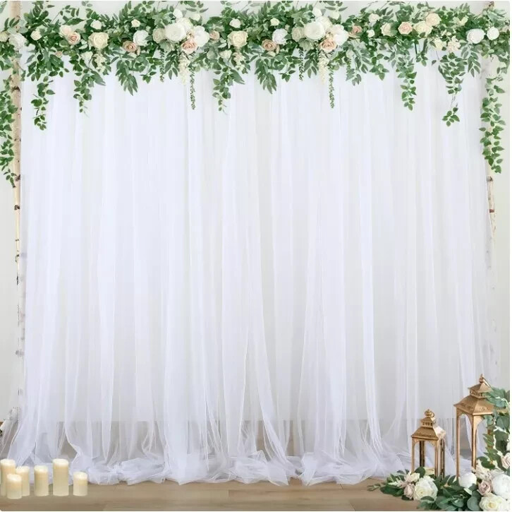 DASHAN 10x8ft Wedding Backdrop for Photography White Green Floral Flowers Garlan