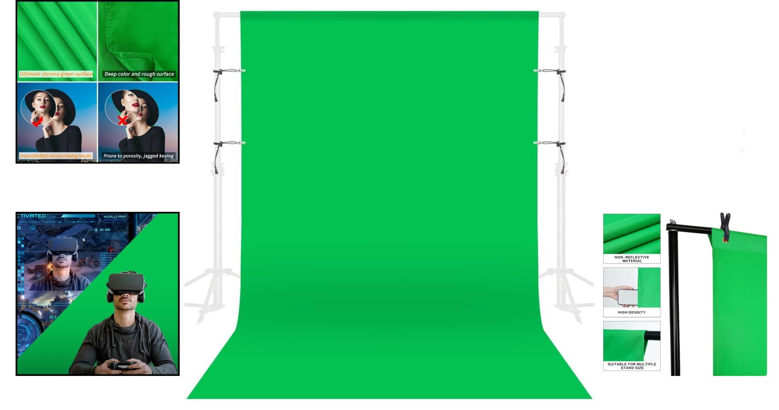 Durable & Washable 7x10FT Green Screen Backdrop – Seamless Design for Shooting