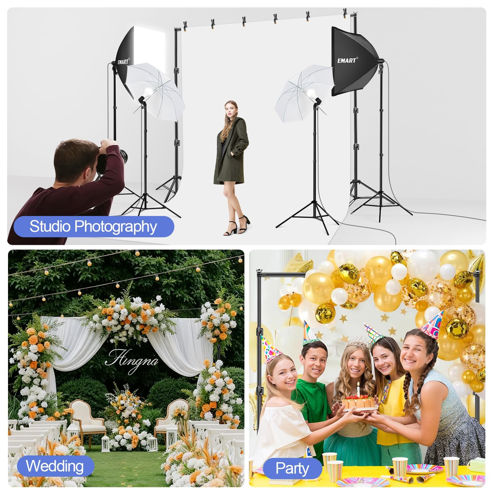 EMART 8.5x10ft Green Screen 8.5x10ft(backdrop stand)/10x12ft(backdrop),