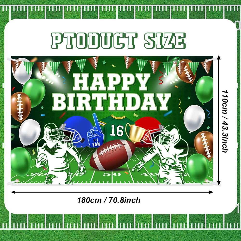 AIBIIN Football Happy Birthday Backdrop Banner Football Party Decorations Bow…