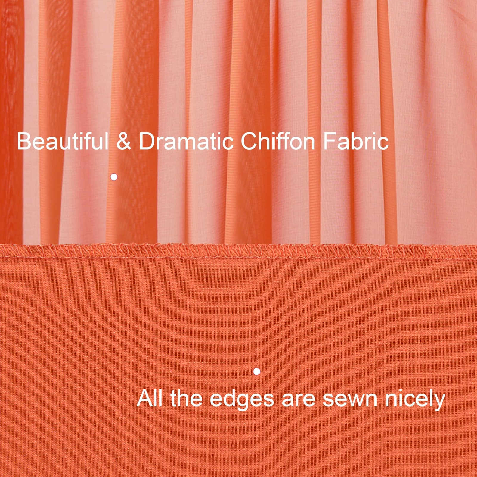 10ft x 10ft Orange Chiffon Backdrop Curtains Wrinkle-Free Sheer Fabric