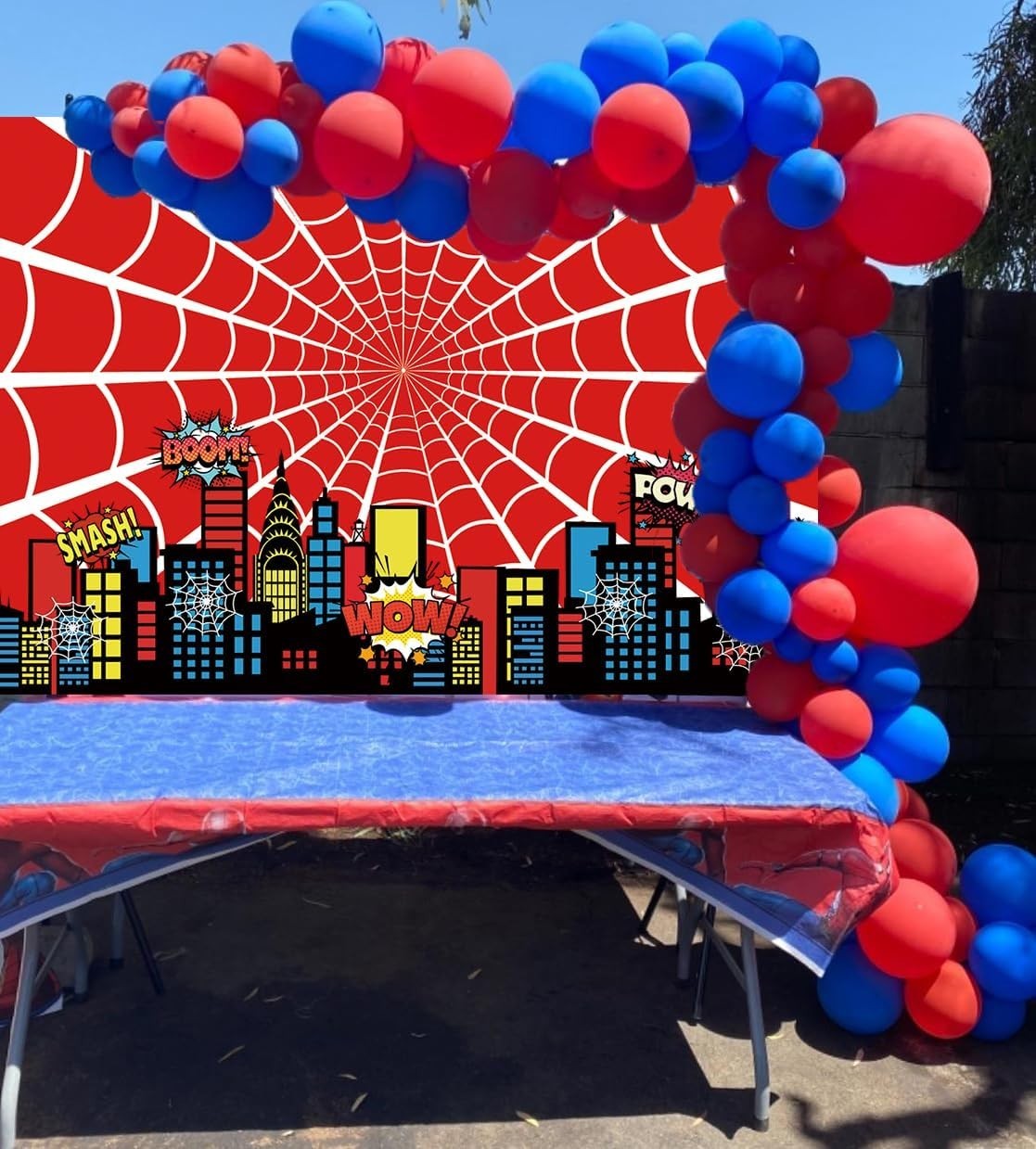 Red Spider Web Backdrop 7x5FT Cartoon City Super Heros 7x5FT: Bx23