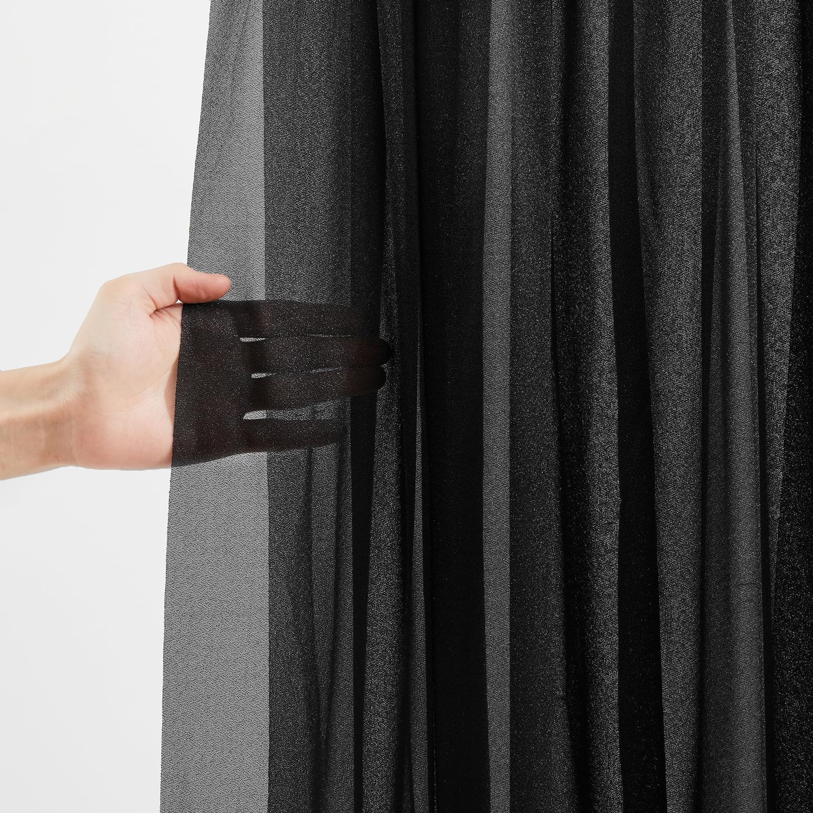 2 Panels Black Arch Draping Fabric, 30 Inch x 20FT, Sheer Backdrop, Decor