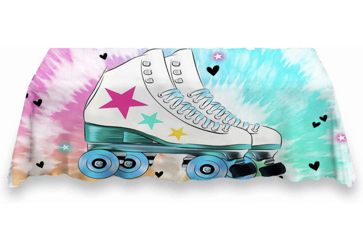 Roller Skating Birthday Backdrop Let’S Roll Skate Background Girls Rainbow Neon