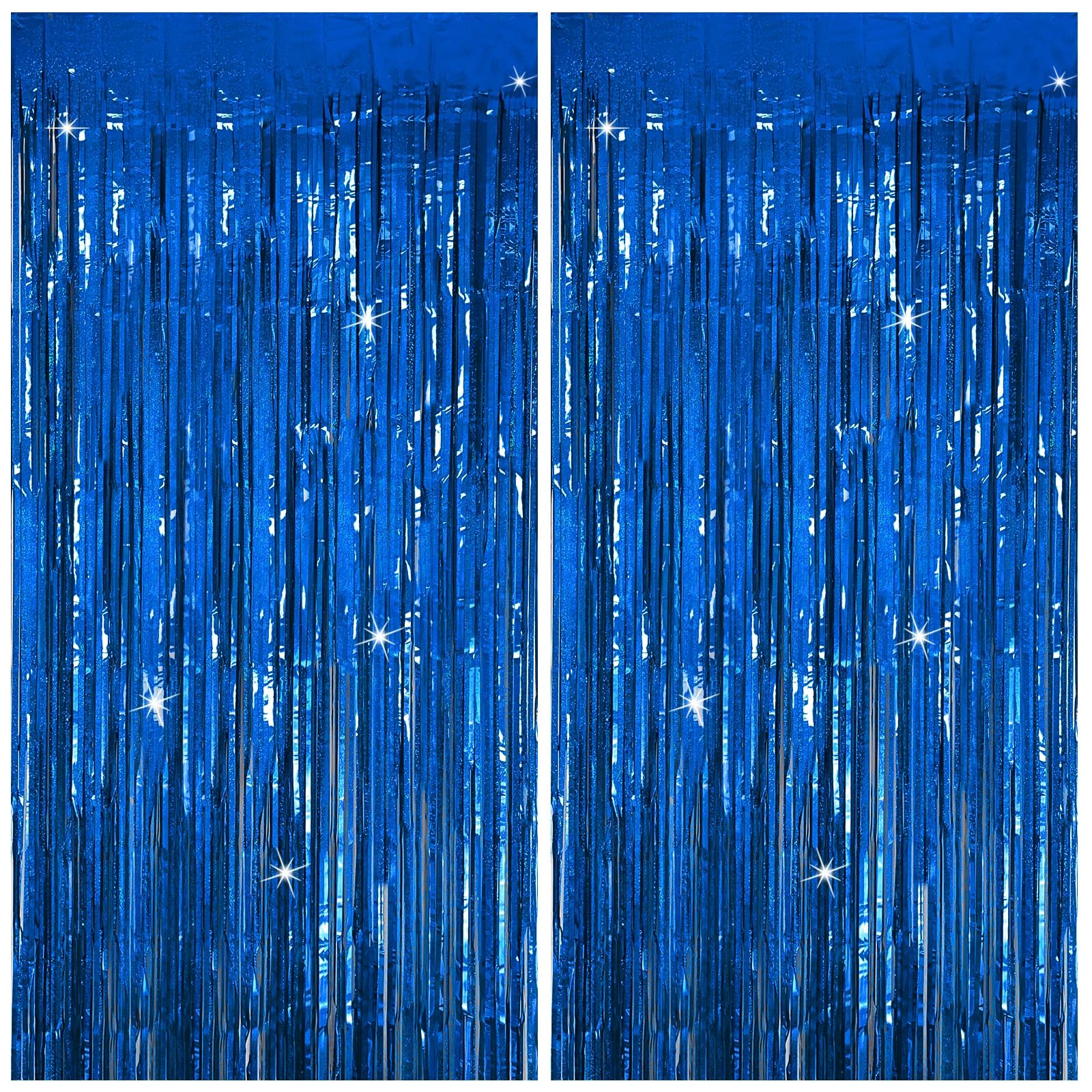 Tinsel Curtain Party Backdrop Blue Birthday Party Decorations 2 Packs Glitter