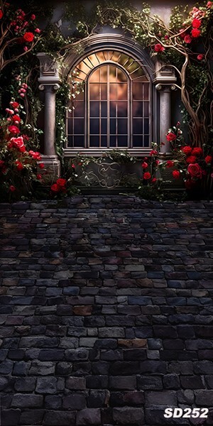 10’x20’CP Retro Window Floral Scenic Microfiber Fabric background backdrop SD252