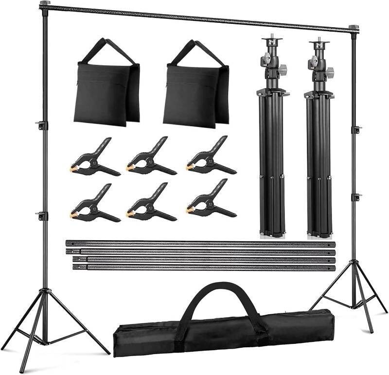 YELANGU 10x7Ft Photo Backdrop Stand, Adjustable Background Support for Partie…