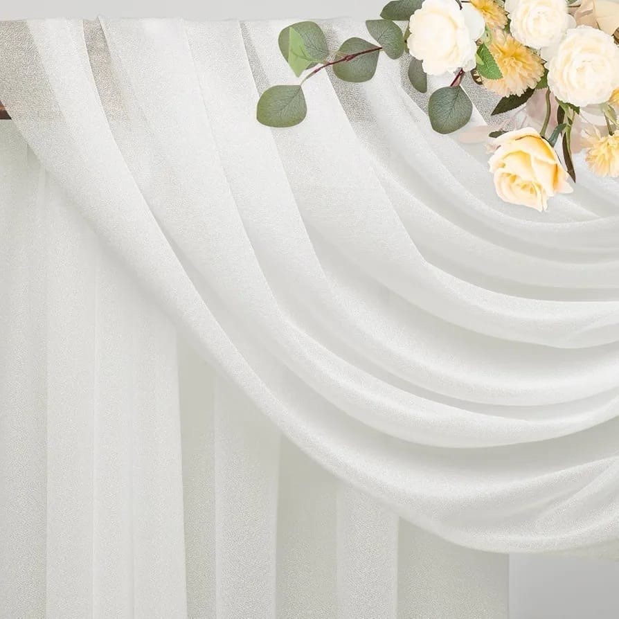 28.7″ × 20FT Ivory Wedding ArchDraping Fabric Sheer Backdrop for Ceremony