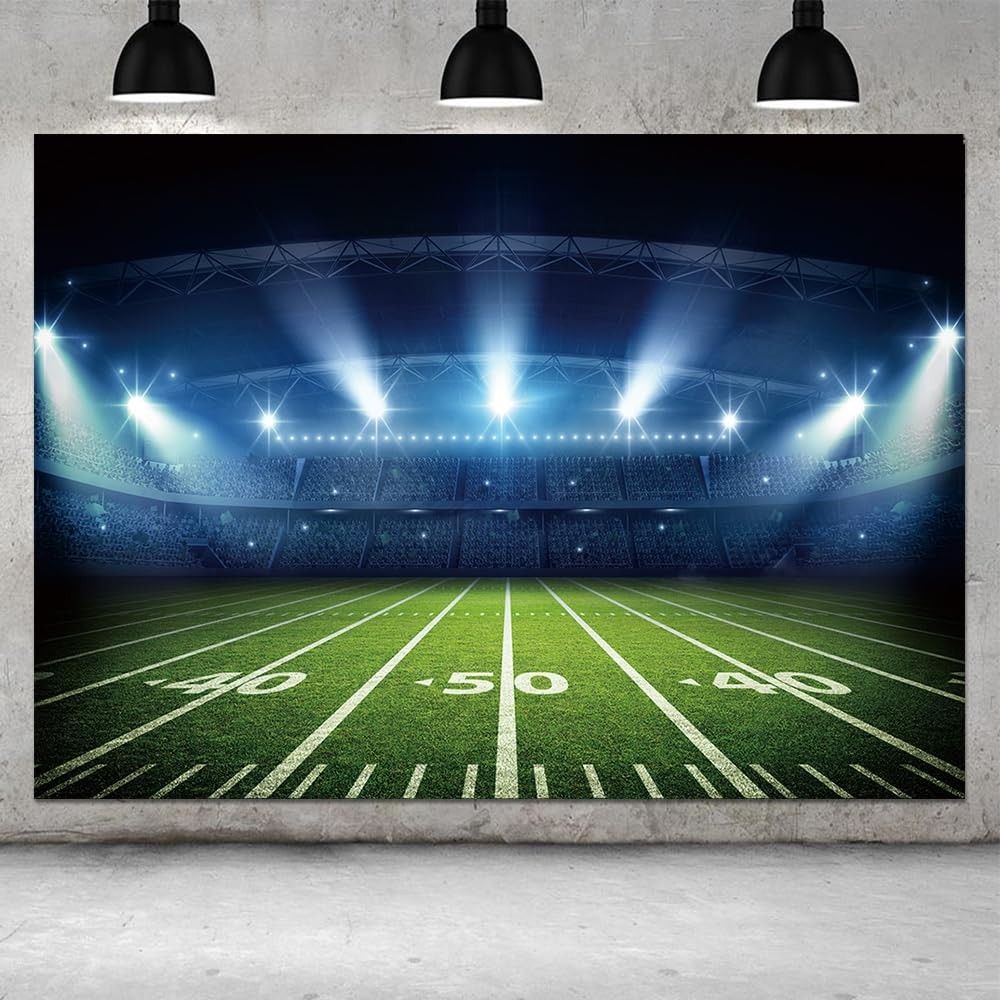 8x6ft Night Spotlight Football Stadium Bowl Field Photography Backdrop