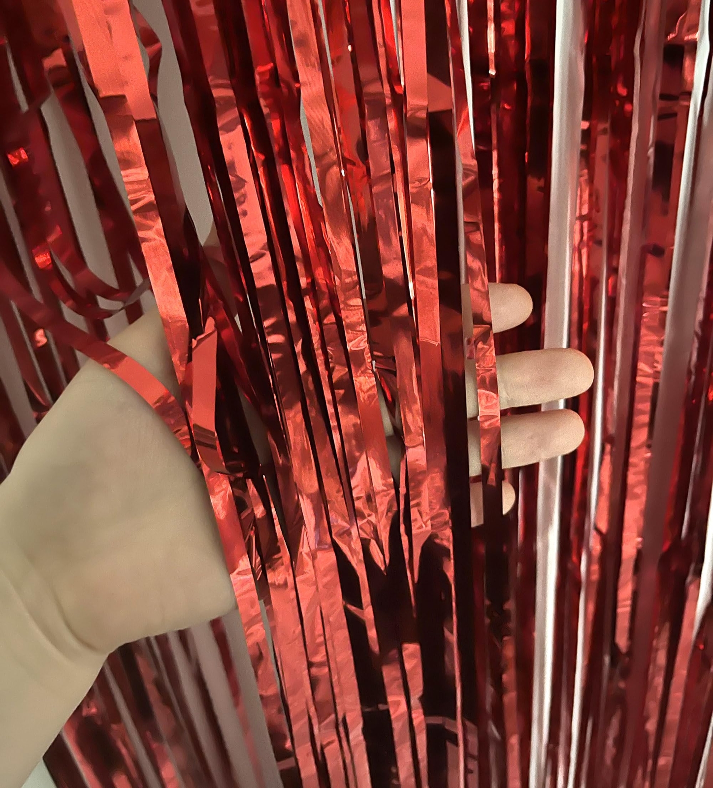 2PCS Red Foil Fringe Curtains 3.28 x 6.56Ft Baby Shower Birthday Party Decor