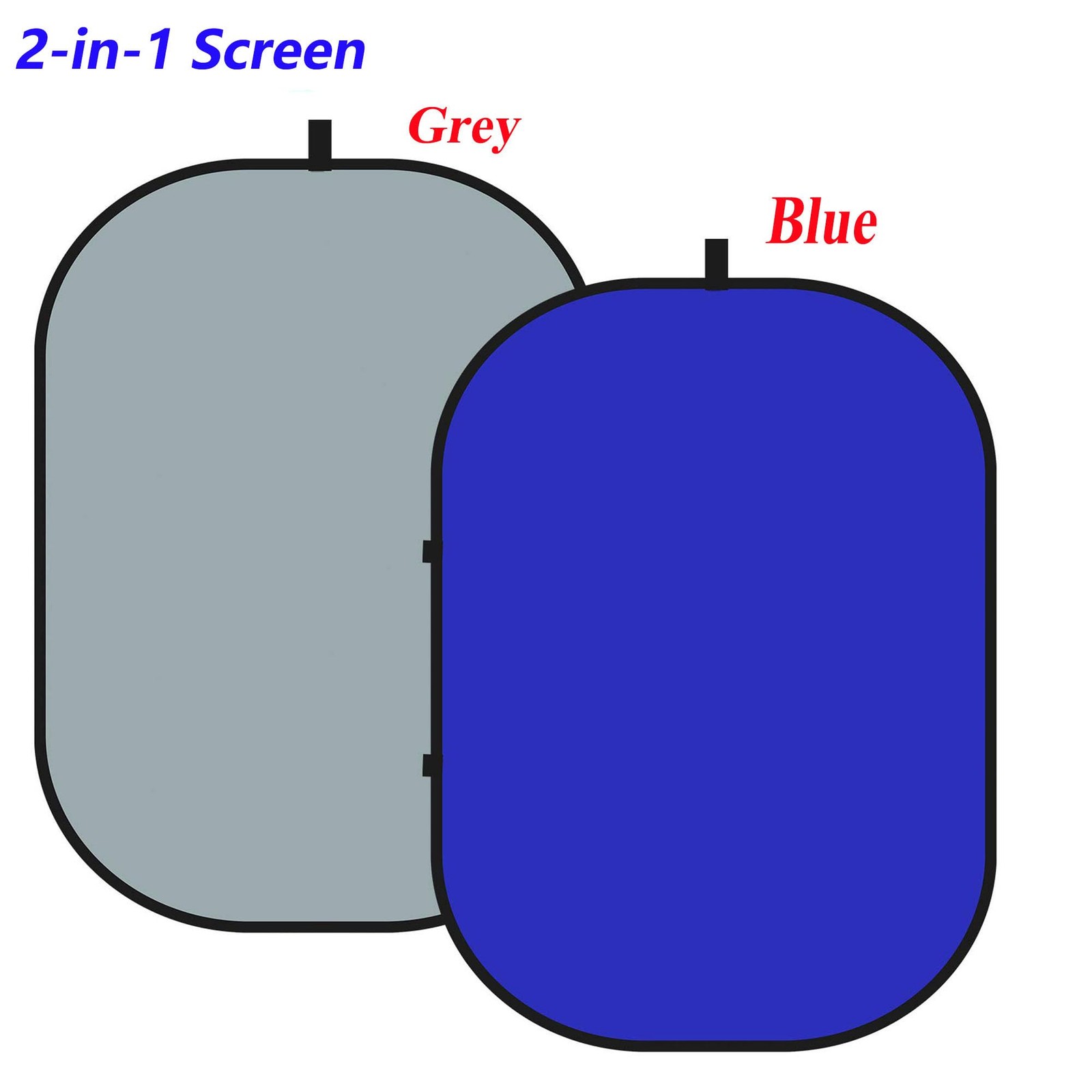3.3x5ft/1×1.5m Chromakey Blue Grey Backdrop with 6.23ft Stand, 2-in-1 Blue Sc…