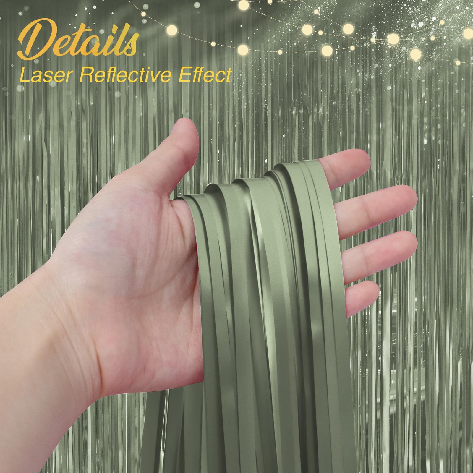 Lime Green Fringe Backdrop 3.2×8.2ft Metallic Foil Tinsel Door Streamers 2 PCS