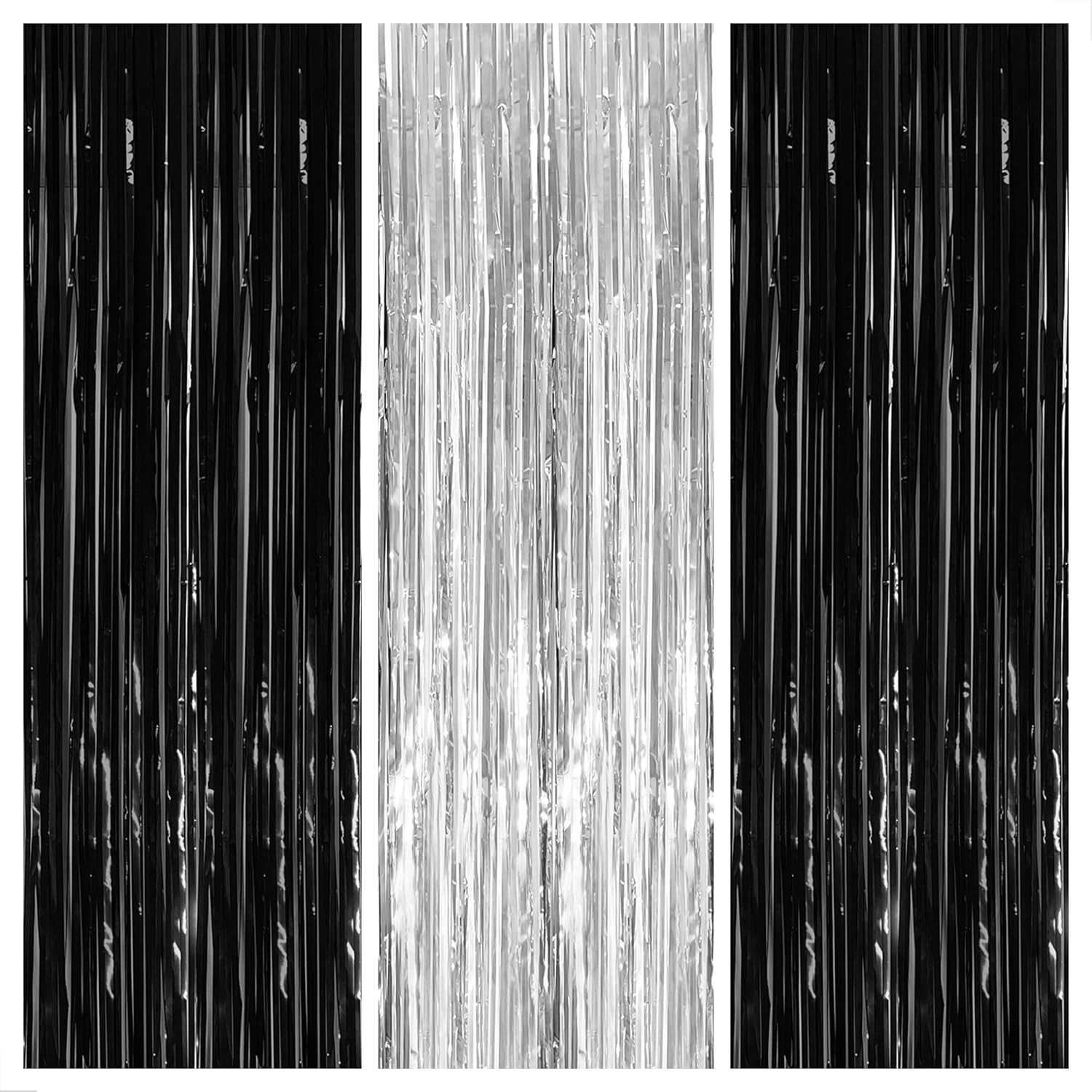 , Xtralarge Black and Silver Backdrop – 3.2X8 Feet, Pack of 3 | Silver and Black