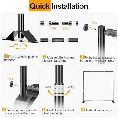Heavy Duty Banner Backdrop Stand Kit, Adjustable Frame for Step 10×10 ft Black