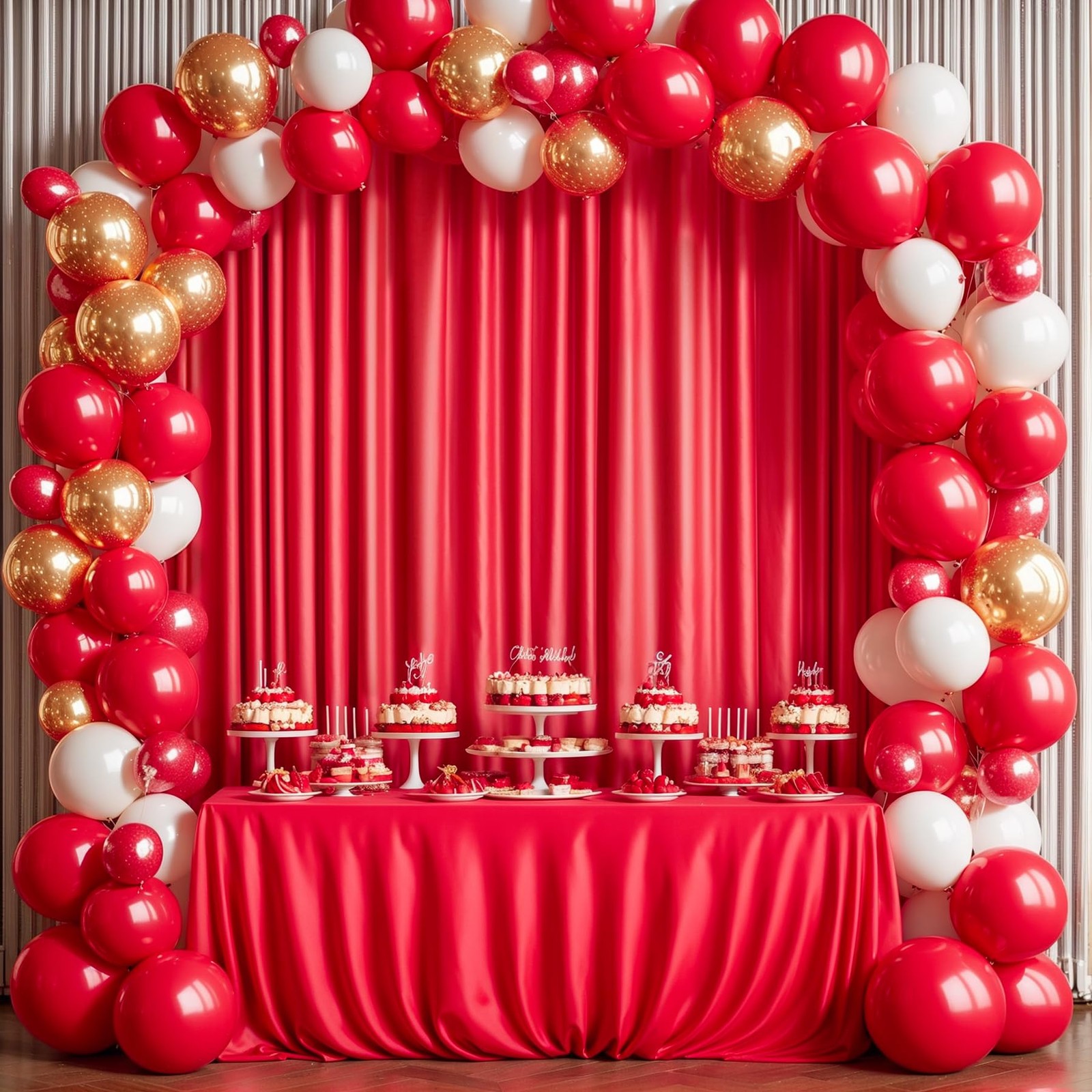2 PCS 8×10 FT Red Backdrop Curtains NoWrinkle Polyester Photo Drapes