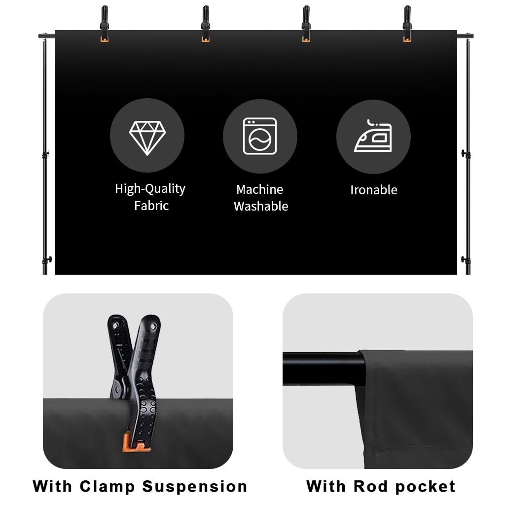 10X12ft Black Backdrop, LCUIRC Photo Backdrop Curtain 10x12ft, 10x12ft