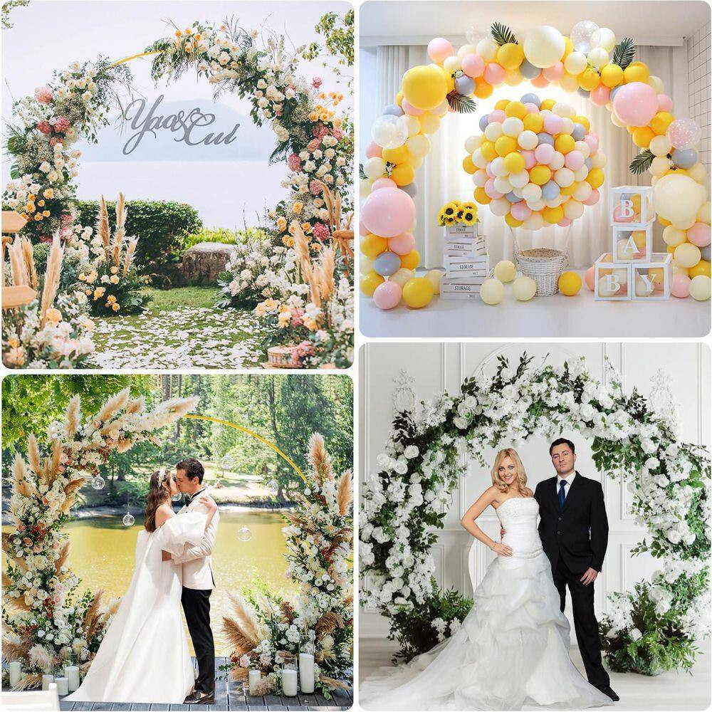 7.2 Ft. round Metal Abror Circle Backdrop Stand Gold Sturdy Wedding Arch Frame f