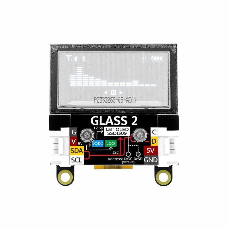 M5Stack Glass2 1.51″ Transparent OLED Extended Screen Unit for SSD1309 Driver