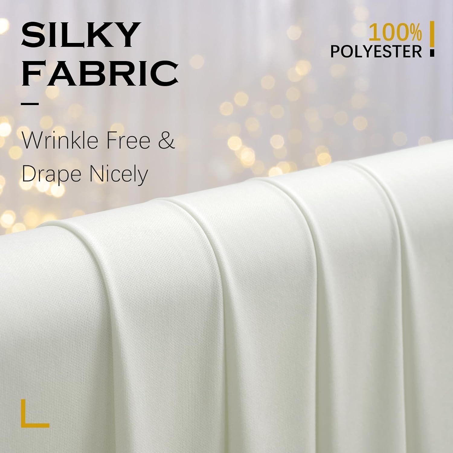 10ft×12ft Ivory Backdrop Curtain Wedding Parties 2 Panels Wrinkle Free Polyester