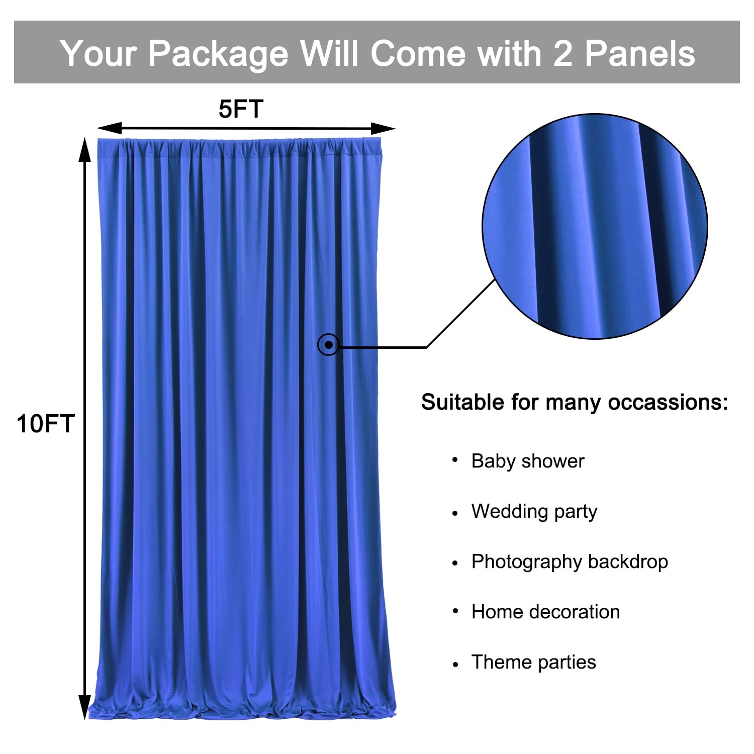 10ft x 10ft Wrinkle Free Royal Blue Backdrop Curtains for Party Stage Wedding…