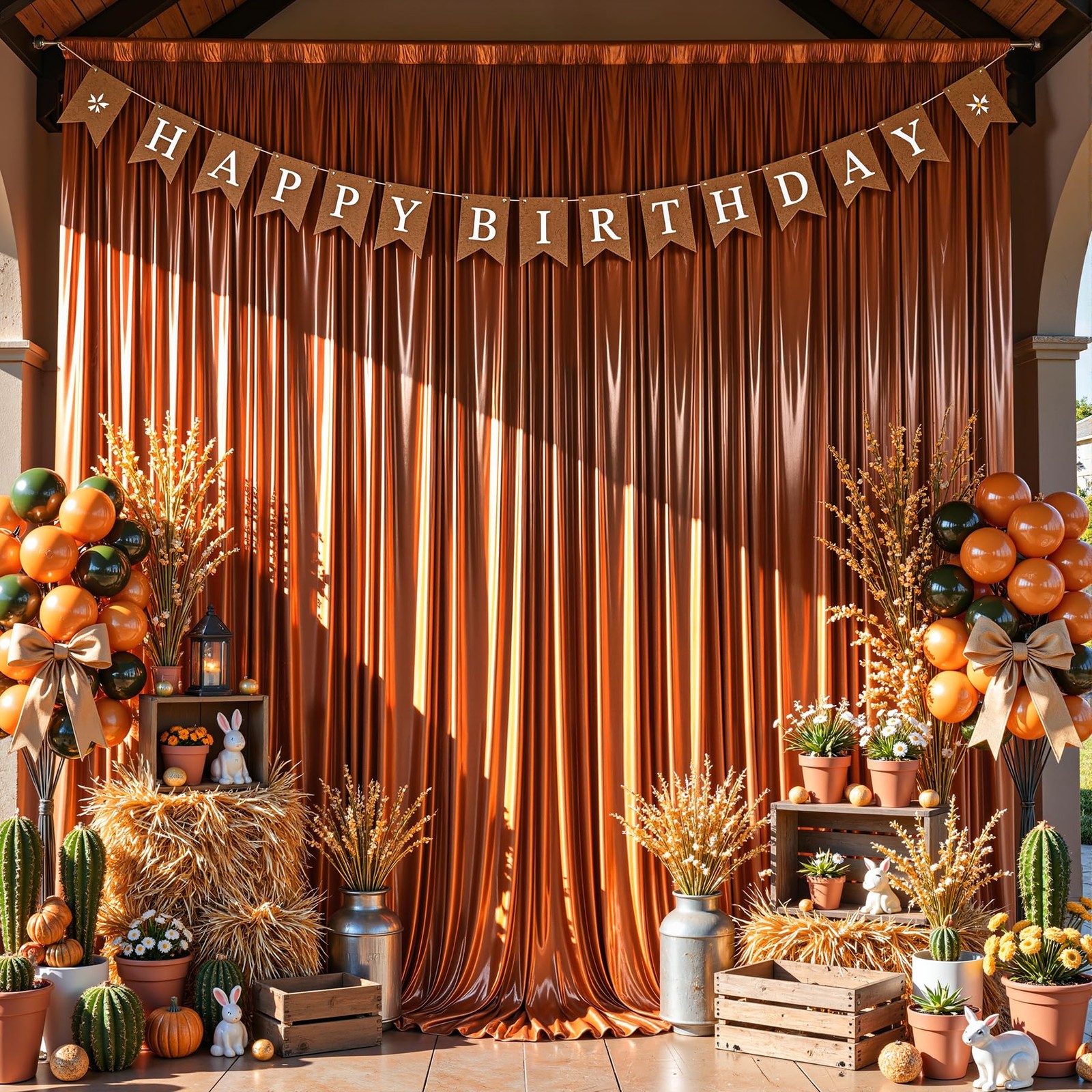 40x10ft Terracotta Glitter Backdrop Curtain W5 x H10′(8 Panels),