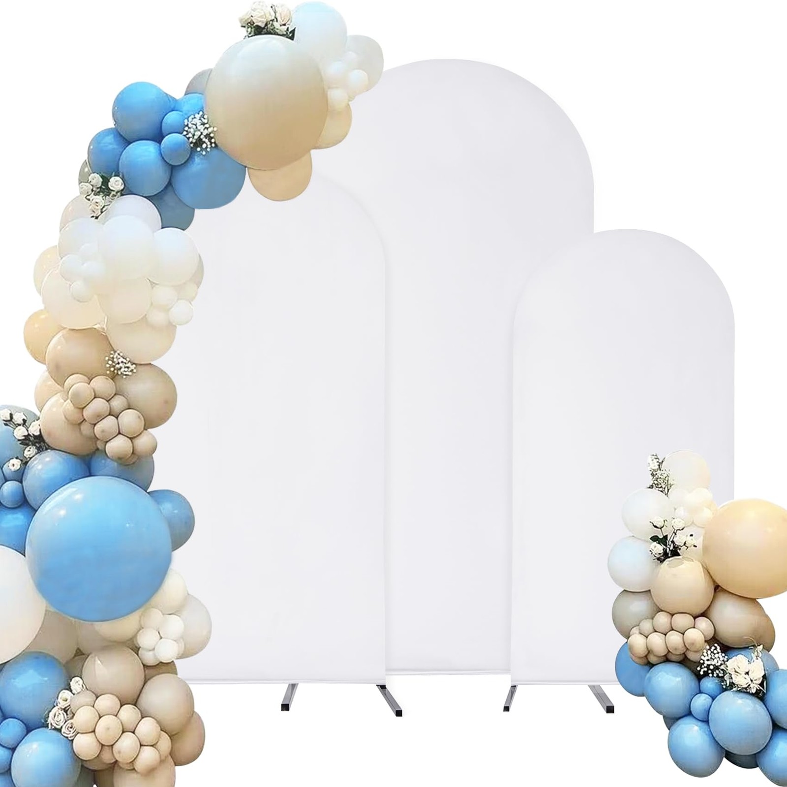 Spandex Fitted Wedding Arch Cover Set of 3 – White Backdrop for Round Top Chi…