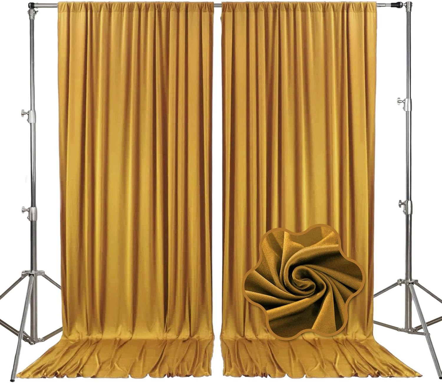 10x10Ft Gold Satin Backdrop Curtains 2 Panels Party Wedding Photography Drapes