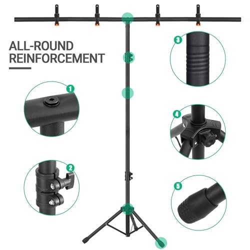 T-Shape Portable Backdrop Stand, 6.5×3.2ft Adjustable Photo Background Stand