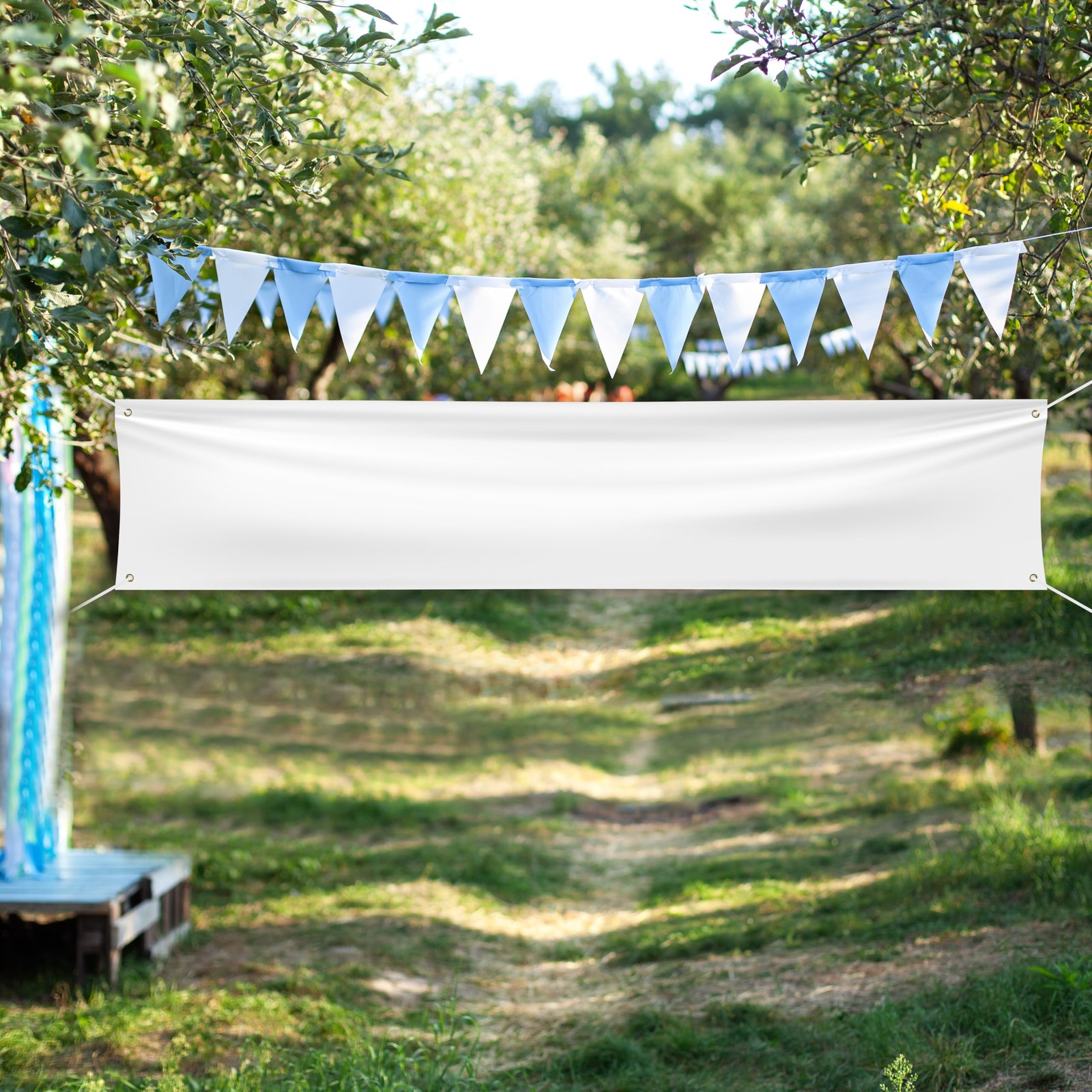 Blank DIY Banners Polyester Oxford Cloth White Banner with Hanging Rope for W…