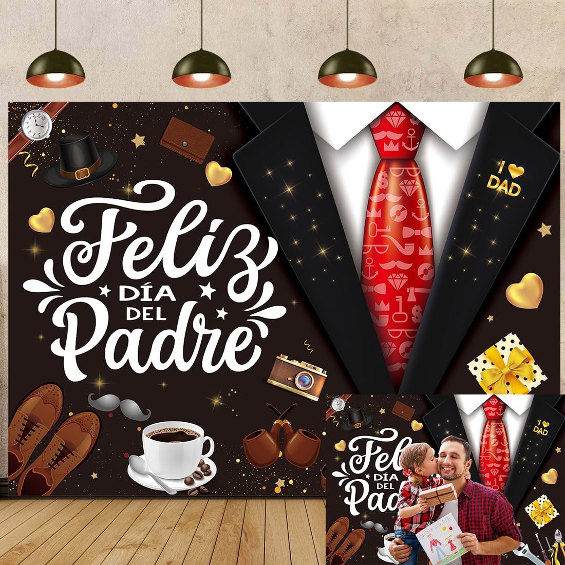 Feliz Día Del Padre Banner Backdrop 7x5FT Mexico Father’s Day Photography Backdr