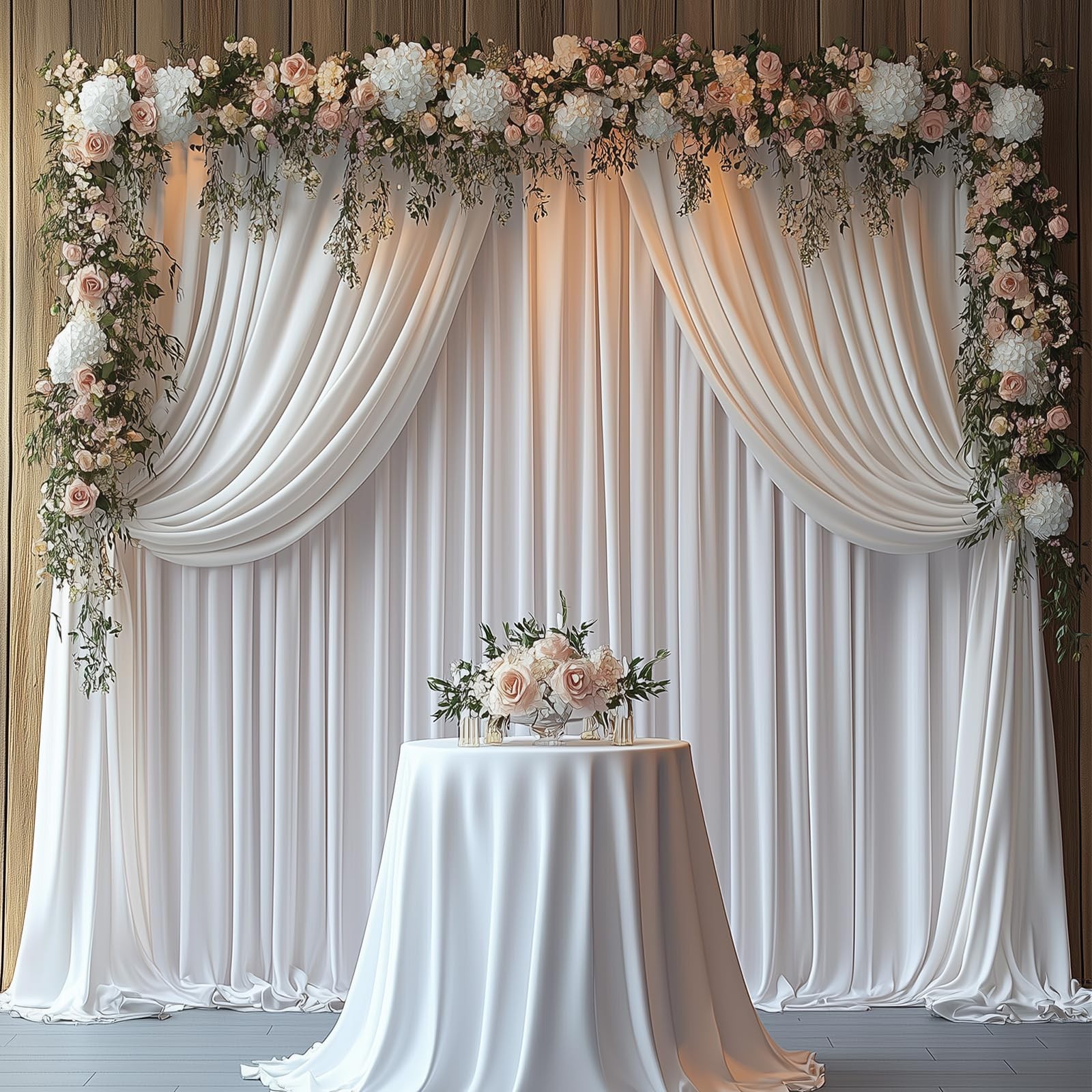 10x10FT White Backdrop Curtain for Wedding 5ft X 10ft (2 Panels),