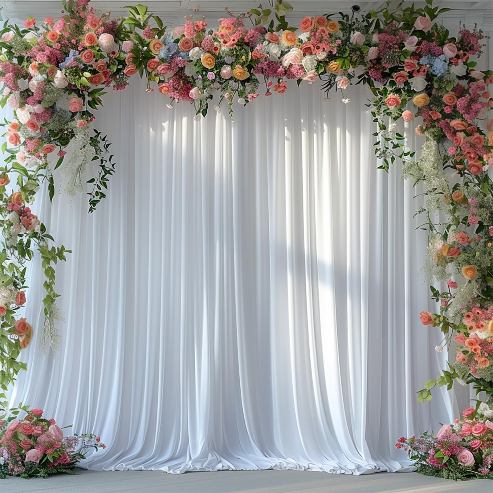 10x10FT White Backdrop Curtain for Wedding 5ft X 10ft (2 Panels),