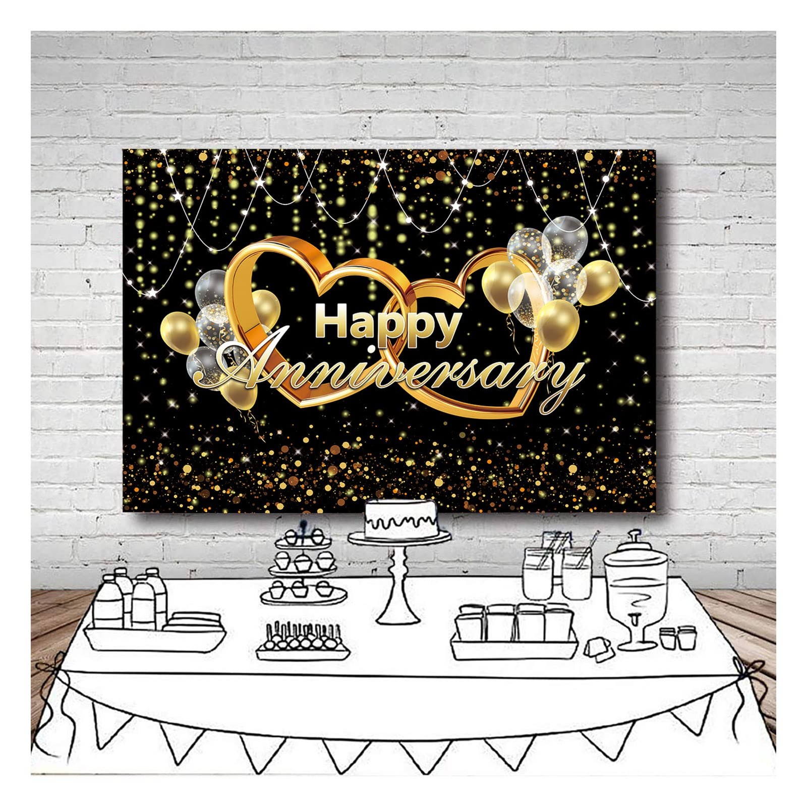 Happy Anniversary Banner Party Decoration Wedding Anniversary Photo Background