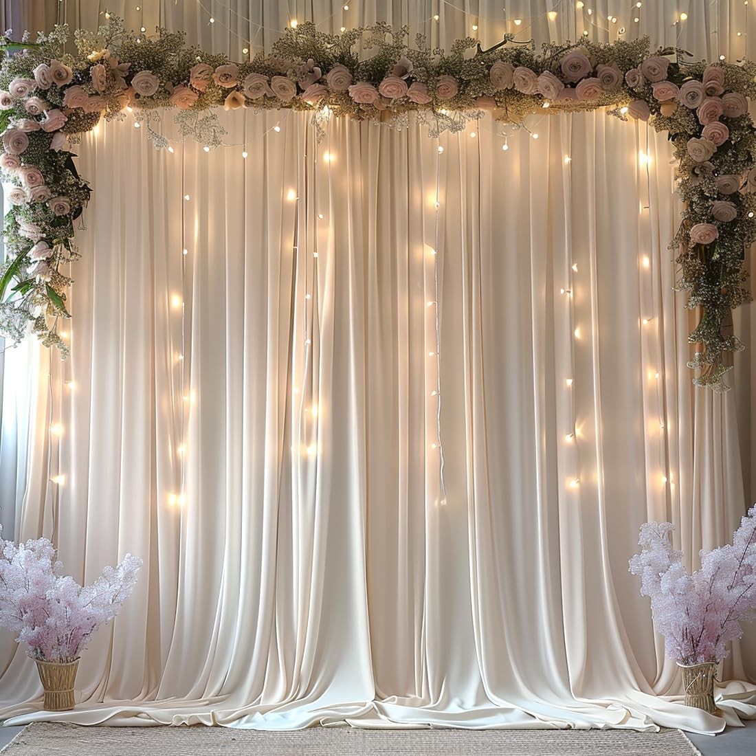 10x12ft Ivory Backdrop Curtain Wrinkle Free Soft Fabric Drapes Photo Booth