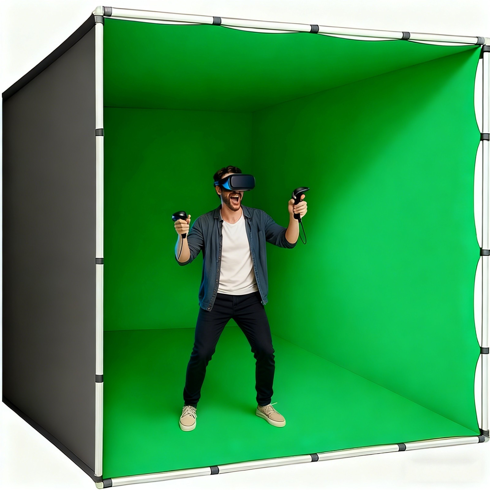 7.9ft x 7.9ft Green Screen Backdrop with Stand for Photo Studio Video Shooting