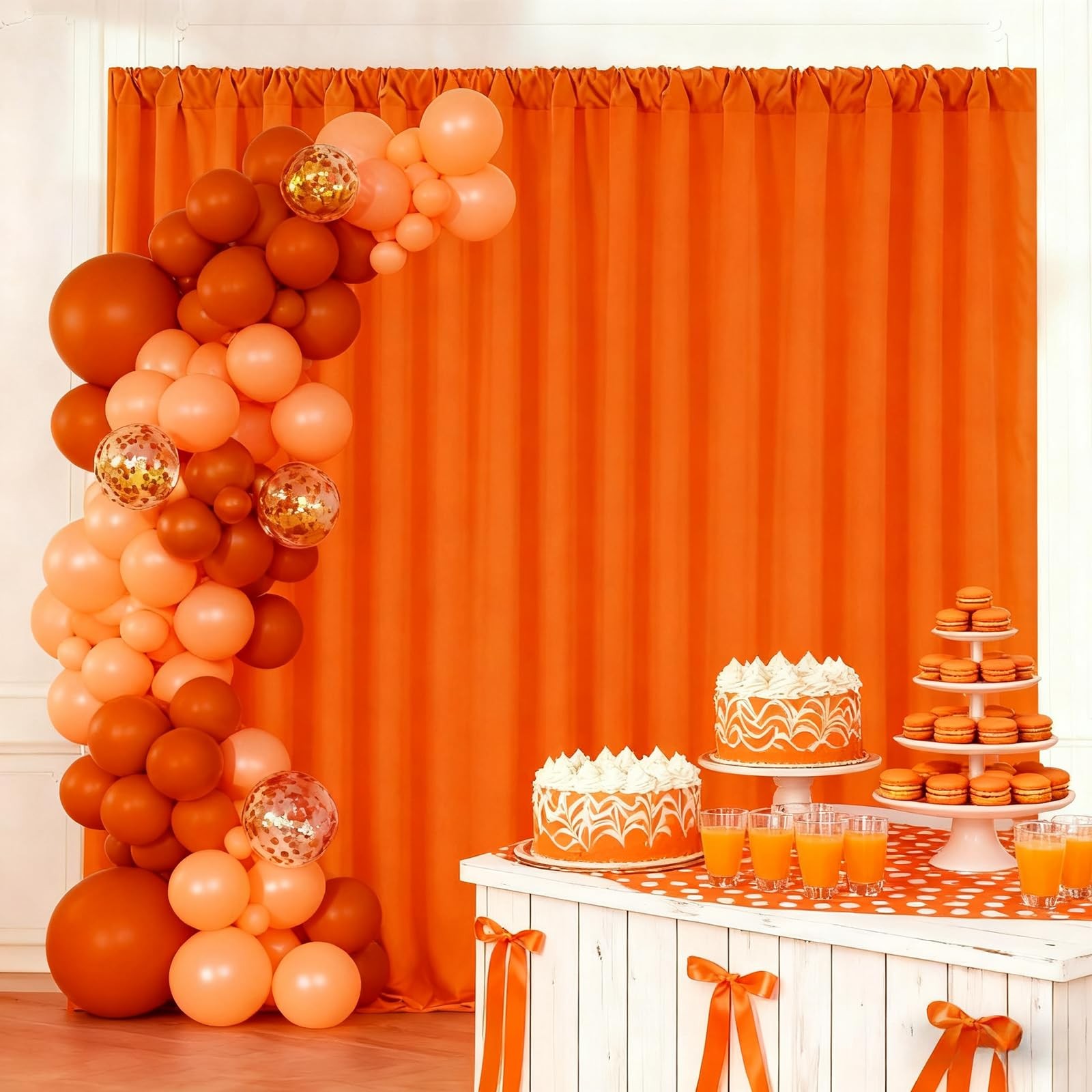 10×8 Ft Orange Backdrop Panels Polyester Curtains Fabric Wall Stage Drapes