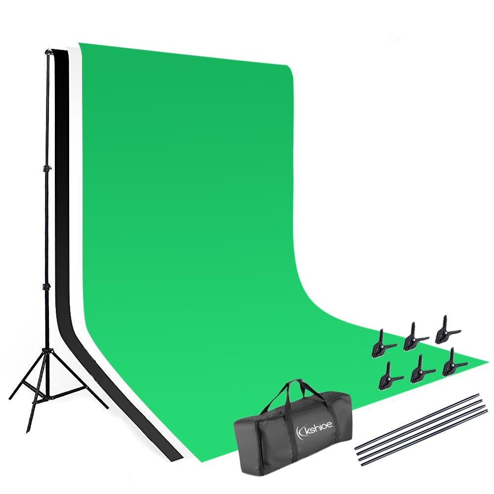 Kshioe New 10Ft Adjustable Background Stand Kit with 3 Colors Non-woven Backdrop