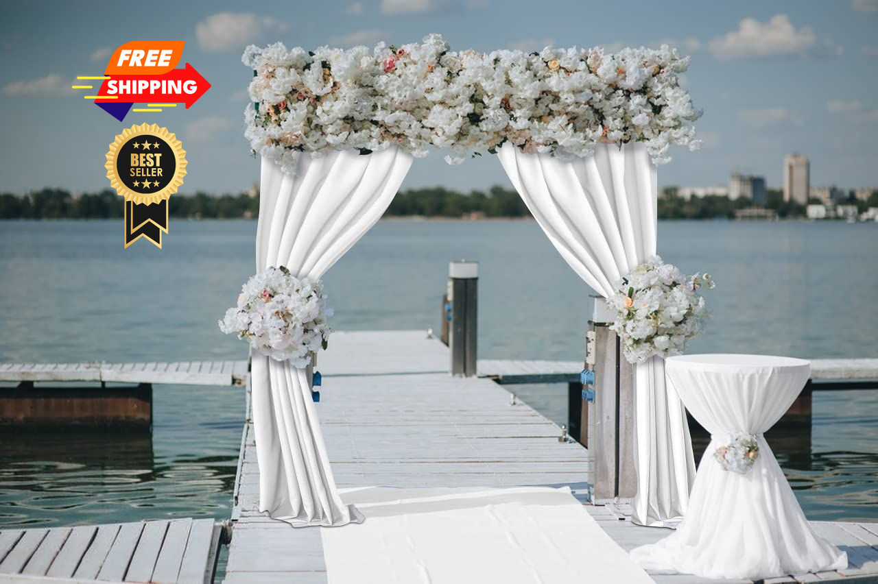Joydeco 10x10ft White Backdrop Curtain 10FTx10FT (W5’xH10′, 2 Panels),
