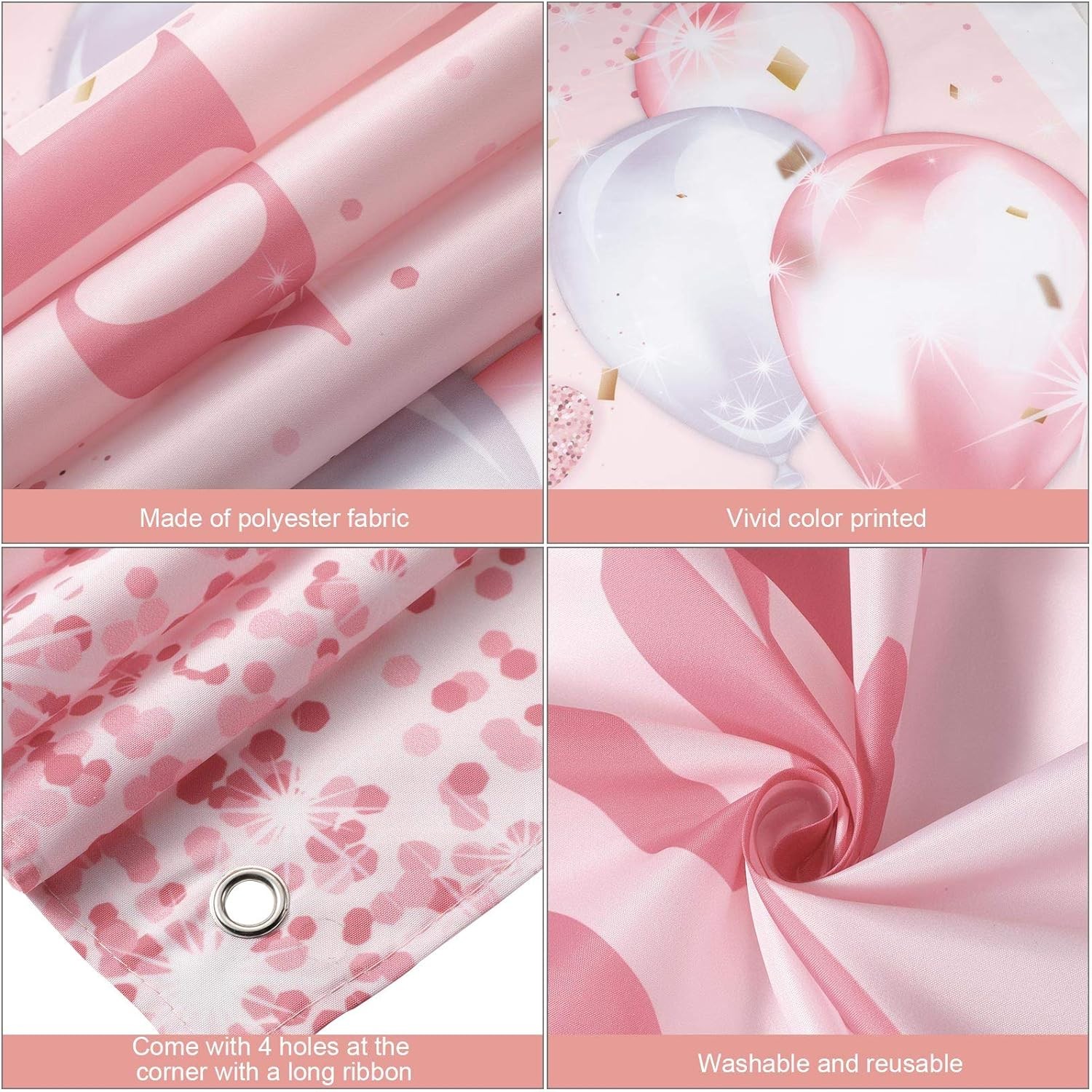 Pink and Rose Gold Happy Birthday Party Decorations Supplies Birthday Party Back