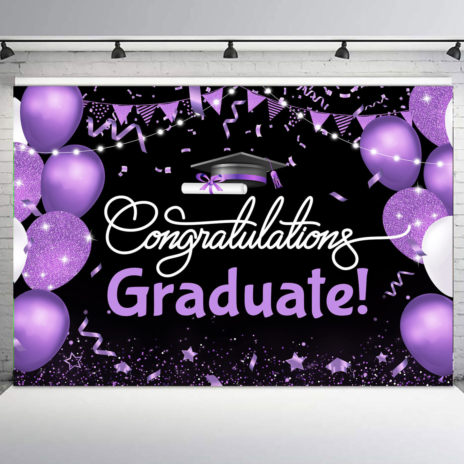 10x8ft Balloon Black and Gold 2024 Graduation Photo Background Studio Props