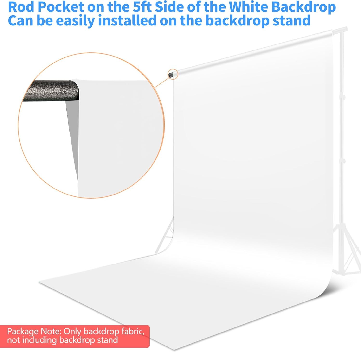 HEMMOTOP Photo Backdrop Curtains, 5X7 Ft White Backdrop for Photoshoot, White Ph