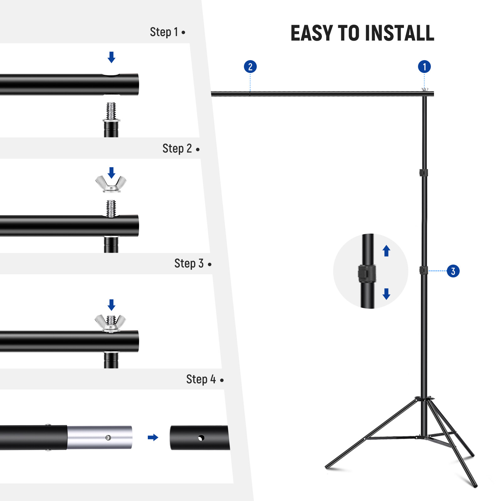NEEWER 10×6.6ft Backdrop Stand w/4 Crossbars, 6 Clamps, 2 Sandbags & Case