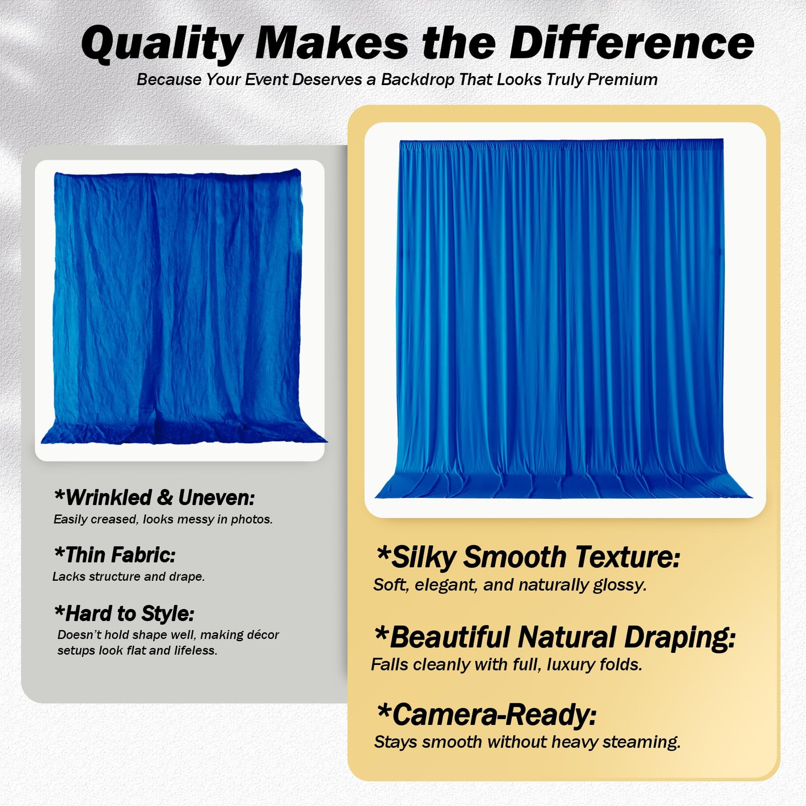 10ft×12ft Royal Blue Backdrop Curtain for Wedding Parties,2 Panels Wrinkle Fr…