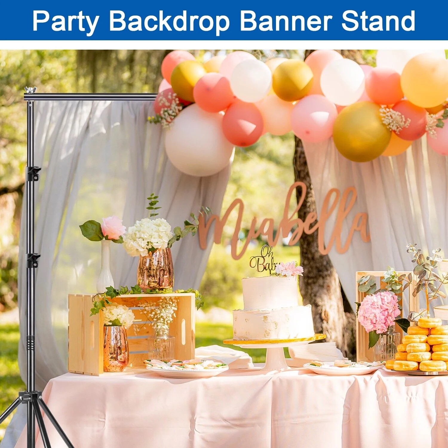 Backdrop Stand Background Stand Kit 6.5 x 6.5 ft for Party & Photo Studio + Case